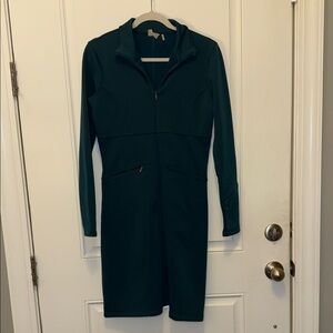 Athleta Cassidy sponge Knit Dress Long Sleeve Teal scuba size small